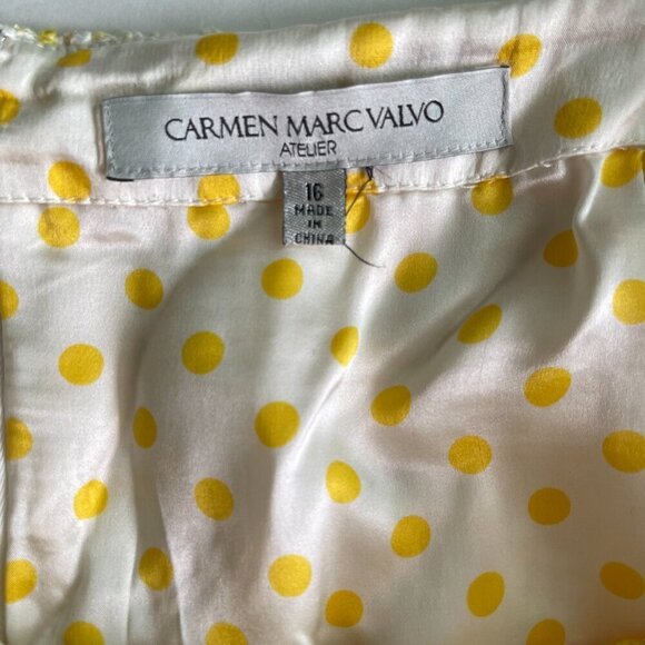 Vintage Carmen Marc Valvo Yellow Chanel Tweed Skirt Size 16 - Picture 4 of 8